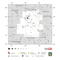 Orel, mapa souhvězdí – International Astronomical Union + Sky & Telescope (CC BY 3.0), česká legenda CoJeCo.cz (CC BY-SA 4.0)