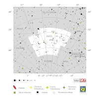 Páv, mapa souhvězdí – International Astronomical Union + Sky & Telescope (CC BY 3.0), česká legenda CoJeCo.cz (CC BY 4.0)