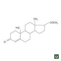 Progesteron, strukturální 2D vzorec – CoJeCo.cz (CC BY-SA 4.0)