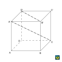Úhlopříčka: stěnová (B'D') a tělesová (A'C') úhlopříčka krychle – CoJeCo.cz (CC BY-SA 4.0)