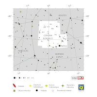 Severní koruna, mapa souhvězdí – International Astronomical Union + Sky & Telescope (CC BY 3.0), česká legenda CoJeCo.cz (CC BY 4.0)