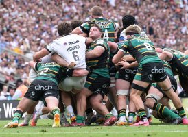 Ragbyový mlýn ve finále ragbyové soutěže Gallagher PREM Northampton Saints proti Exeter Chiefs na stadionu Allianz Stadium v Londýně, 20. června 2026 – Gary Mitchell / Alamy Live News / Profimedia.CZ