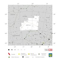 Vývěva, mapa souhvězdí – International Astronomical Union + Sky & Telescope (CC BY 3.0), česká legenda CoJeCo.cz (CC BY-SA 4.0)