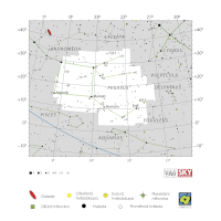 Pegas, mapa souhvězdí – International Astronomical Union + Sky & Telescope (CC BY 3.0), česká legenda CoJeCo.cz (CC BY 4.0)