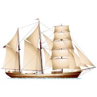 Škunerový bark (barkentina) – elmm / Shutterstock