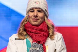 Ester Ledecká, Praha, Staroměstské náměstí (26.2.2018) – EPA-EFE / Profimedia.CZ