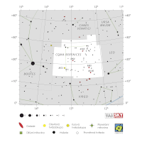 Vlasy Bereniky, mapa souhvězdí – International Astronomical Union + Sky & Telescope (CC BY 3.0), česká legenda CoJeCo.cz (CC BY 4.0)