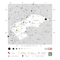 Lodní kýl, mapa souhvězdí – International Astronomical Union + Sky & Telescope (CC BY 3.0), česká legenda CoJeCo.cz (CC BY 4.0)