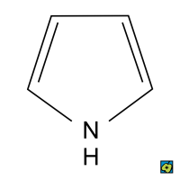 Pyrrol, strukturní 2D vzorec – CoJeCo.cz (CC BY-SA 4.0)