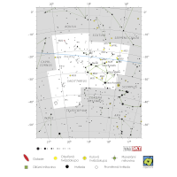 Střelec, mapa souhvězdí – International Astronomical Union + Sky & Telescope (CC BY 3.0), česká legenda CoJeCo.cz (CC BY 4.0)