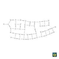 Část makromolekuly amorfního uhlíku (sazí) – CoJeCo.cz (CC BY-SA 4.0)