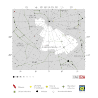 Žirafa, mapa souhvězdí – International Astronomical Union + Sky & Telescope (CC BY 3.0), česká legenda CoJeCo.cz (CC BY 4.0)