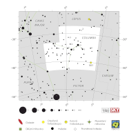 Holubice, mapa souhvězdí – International Astronomical Union + Sky & Telescope (CC BY 3.0), česká legenda CoJeCo.cz (CC BY 4.0)