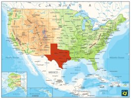 Texas, poloha státu – CoJeCo.cz (CC BY-SA 4.0)