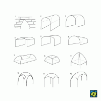 Klenba: (1) nepravá, (2) valená, (3) valená lomená, (4) valená segmentová, (5) valená stlačená, (6) valená kónická, (7) necková, (8) zrcadlová, (9) klášterní, (10) česká, (11) placka, (12) pruská  – CoJeCo.cz (CC BY-SA 4.0)