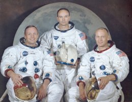 Posádka Apolla 11, zleva Neil Armstrong, Michael Collins a Edwin E. Aldrin (1969) – NASA