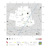 Vozka, mapa souhvězdí – International Astronomical Union + Sky & Telescope (CC BY 3.0), česká legenda CoJeCo.cz (CC BY 4.0)