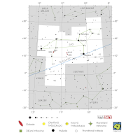 Lev, mapa souhvězdí – International Astronomical Union + Sky & Telescope (CC BY 3.0), česká legenda CoJeCo.cz (CC BY 4.0)