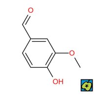 Vanilin, 4-hydroxy-3-methoxybenzaldehyd, 2D strukturní vzorec – CoJeCo.cz (CC BY-SA 4.0)