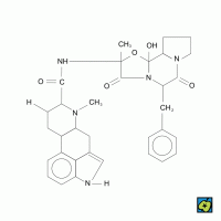 Ergotamin, 2D strukturní vzorec – CoJeCo.cz (CC BY-SA 4.0)