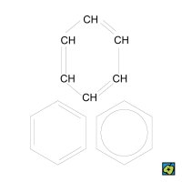 Benzen, několik typů znázornění – CoJeCo.cz (CC BY-SA 4.0)