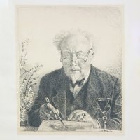 Max Švabinský, autoportrét (1951, litografie) – volné dílo, fair use