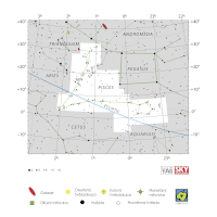 Ryby, mapa souhvězdí – International Astronomical Union + Sky & Telescope (CC BY 3.0), česká legenda CoJeCo.cz (CC BY 4.0)