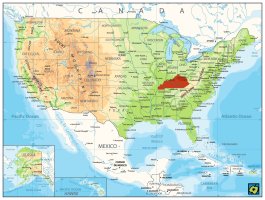Kentucky, poloha státu – CoJeCo.cz (CC BY-SA 4.0)