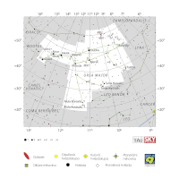 Velká medvědice, mapa souhvězdí – International Astronomical Union + Sky & Telescope (CC BY 3.0), česká legenda CoJeCo.cz (CC BY 4.0)