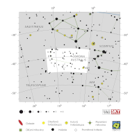 Jižní koruna, mapa souhvězdí – International Astronomical Union + Sky & Telescope (CC BY 3.0), česká legenda CoJeCo.cz (CC BY 4.0)
