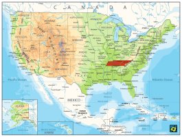 Tennessee, poloha státu – CoJeCo.cz (CC BY-SA 4.0)