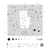 Pravítko, mapa souhvězdí – International Astronomical Union + Sky & Telescope (CC BY 3.0), česká legenda CoJeCo.cz (CC BY 4.0)