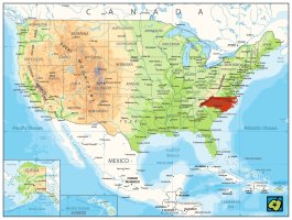Severní Karolína, mapa polohy – CoJeCo.cz (CC BY-SA 4.0)