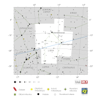 Váhy, mapa souhvězdí – International Astronomical Union + Sky & Telescope (CC BY 3.0), česká legenda CoJeCo.cz (CC BY 4.0)