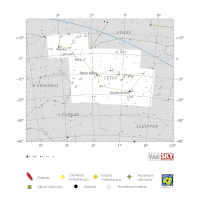Velryba, mapa souhvězdí – International Astronomical Union + Sky & Telescope (CC BY 3.0), česká legenda CoJeCo.cz (CC BY 4.0)