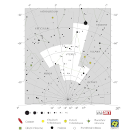Malý vodní had, mapa souhvězdí – International Astronomical Union + Sky & Telescope (CC BY 3.0), česká legenda CoJeCo.cz (CC BY 4.0)