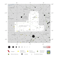 Jednorožec, mapa souhvězdí – International Astronomical Union + Sky & Telescope (CC BY 3.0), česká legenda CoJeCo.cz (CC BY 4.0)