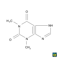 Theofylin, strukturní vzorec – CoJeCo.cz (CC BY-SA 4.0)