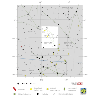 Štít, mapa souhvězdí – International Astronomical Union + Sky & Telescope (CC BY 3.0), česká legenda CoJeCo.cz (CC BY 4.0)