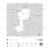 Indián, mapa souhvězdí – International Astronomical Union + Sky & Telescope (CC BY 3.0), česká legenda CoJeCo.cz (CC BY 4.0)